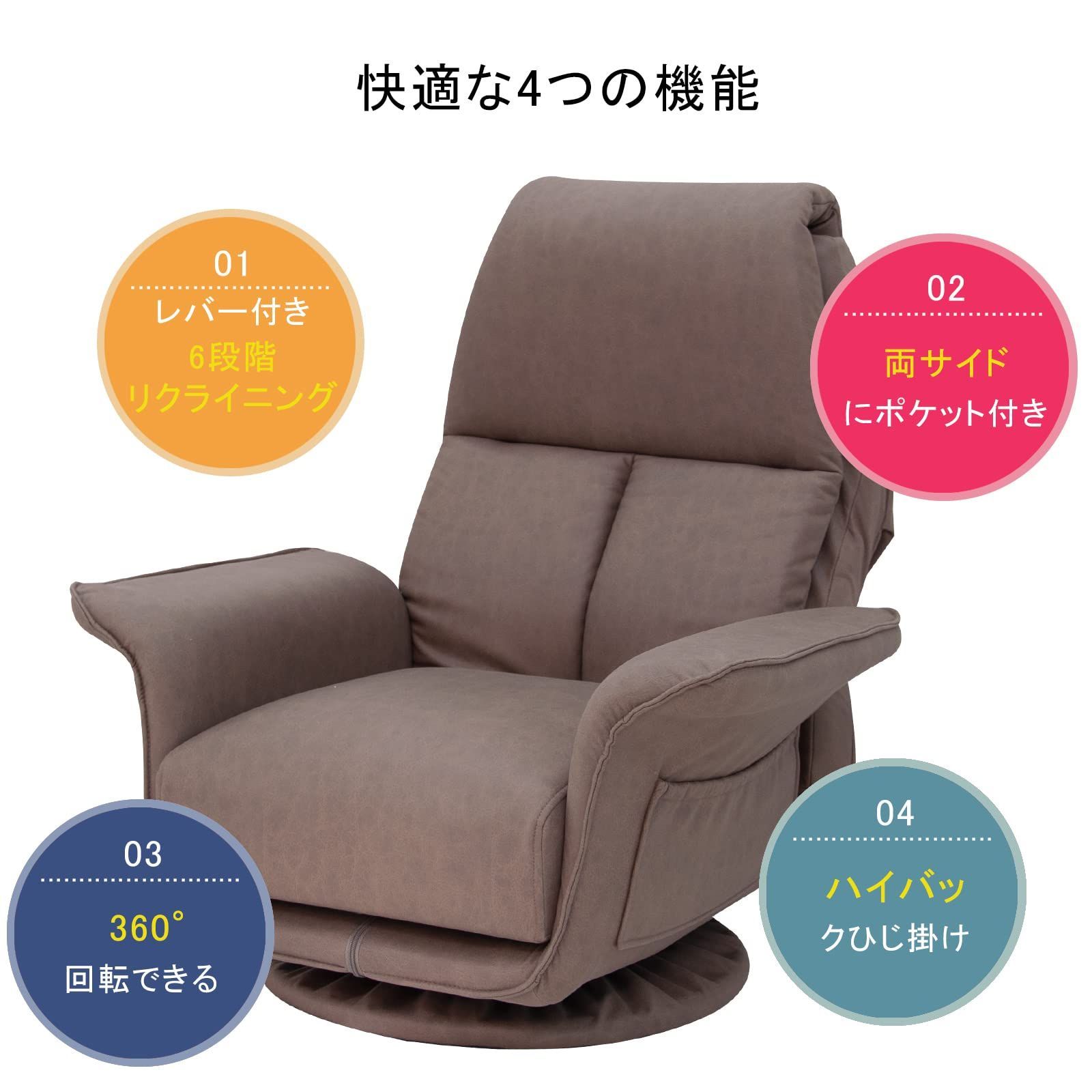 ハイバック座イス 6段階リクライニング