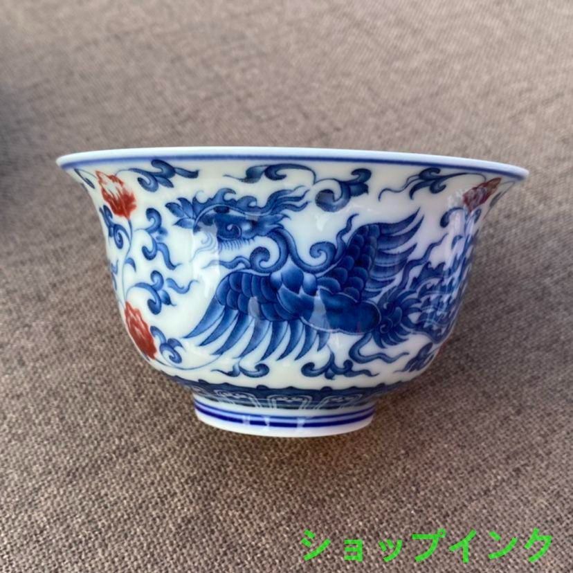 中国茶器 景徳鎮 龍鳳呈祥陶磁三才蓋碗 湯飲み 茶碗 新品未使用 中国