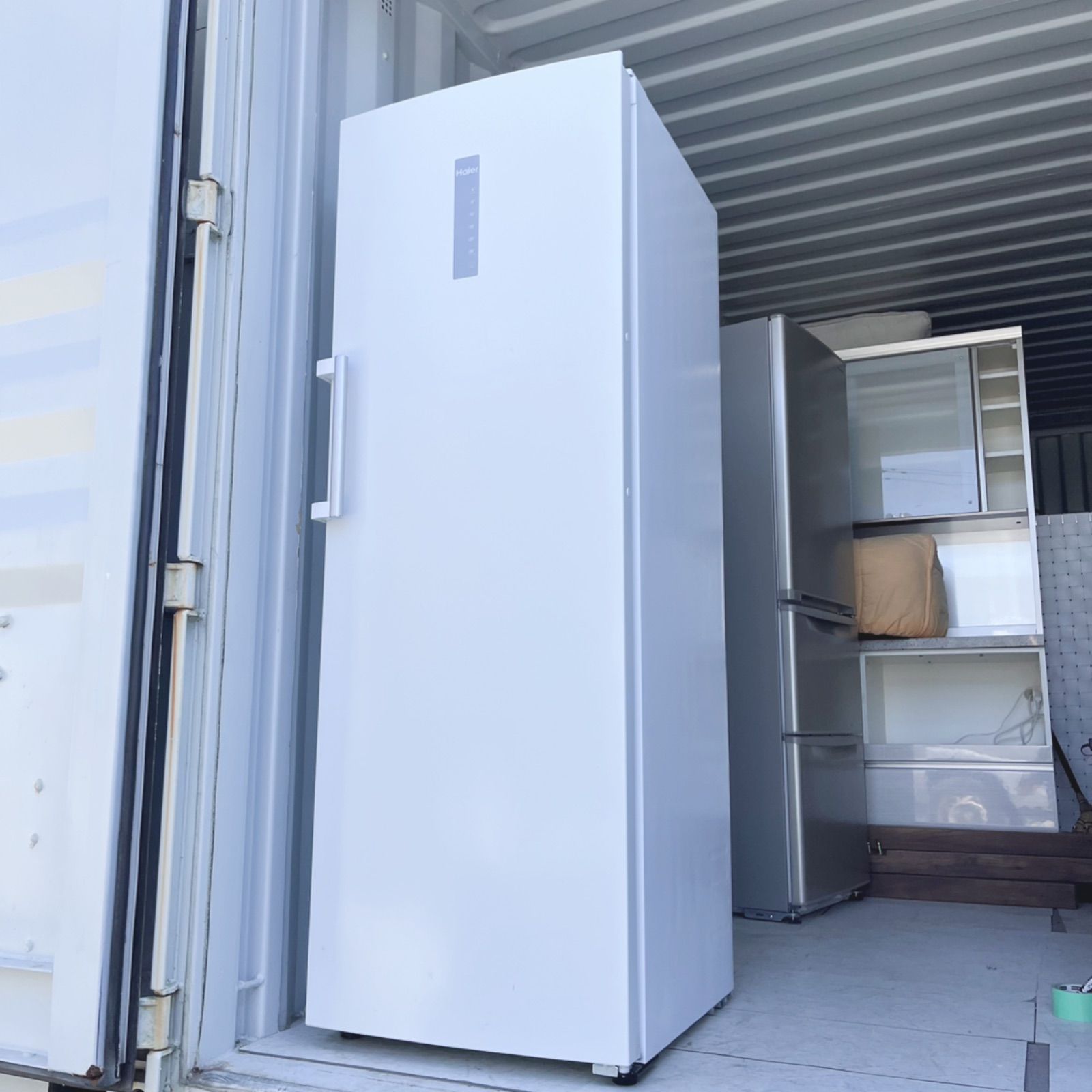 取付無料！タッチパネル搭載クリアホワイト大容量前開きワンドア冷凍庫！洗濯機 取付無料！タッチパネル搭載クリアホワイト大容量前開きワンドア