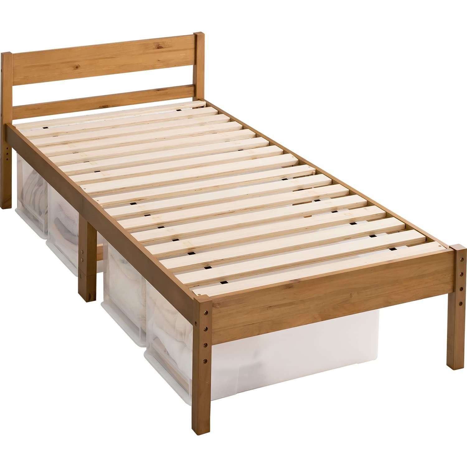 萩原 ベッドフレーム すのこベッド シングル 敷布団が使える 高さ調整 ...