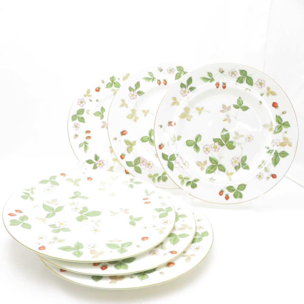 WEDGWOOD ウェッジウッド ワイルドストロベリー 大皿 6枚 セット 27cmプレート ディナー 旧刻印 黒壺 SC8789U2