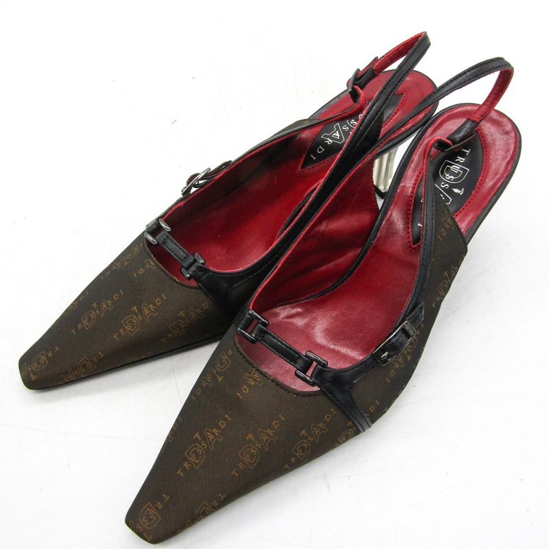 トラサルディ パンプス アンクルストラップ ブランド 靴 シューズ 日本製 レディース 22.5サイズ ブラウン TRUSSARDI 【中古】