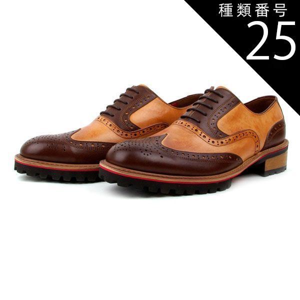 種類25：ライトブラウン/29.5cm(＋1500円) ウィングチップ ビジネスシューズ 本革 メンズ シューズ ドレスシューズ オーダーメイド オーダーメード メンズ シークレットシューズ