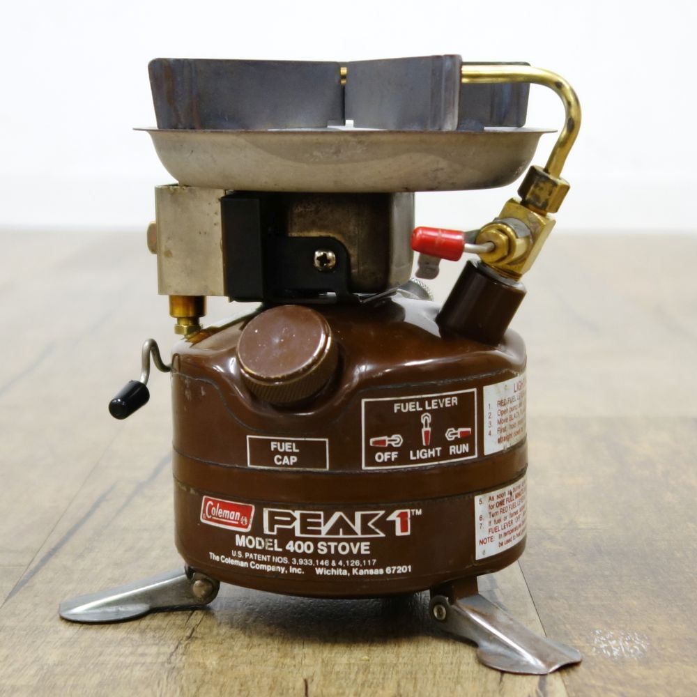 Coleman - 整備済 コールマン Coleman PEAK１ MODEL400 STOVE ピーク1 ガソリン ストーブ 2レバー 1982年9月 キャンプ アウトドア 目指せ100年選手！？コールマン「PEAK1 Model400」【アウトドア