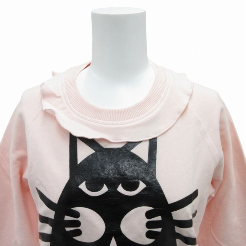  ピーターイェンセン PETER JENSEN トレーナー スウェット プルオーバー プリント キャット クルーネック 長袖 S ピンク HD 0907 SU トレーナー スウェット トップス