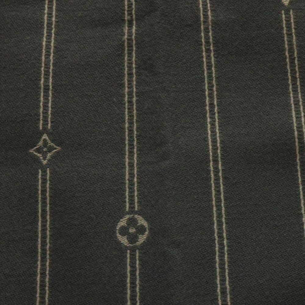 LOUIS VUITTON ルイヴィトン モノグラム ストライプス ウール スモールフリンジ マフラー グレー M 77187