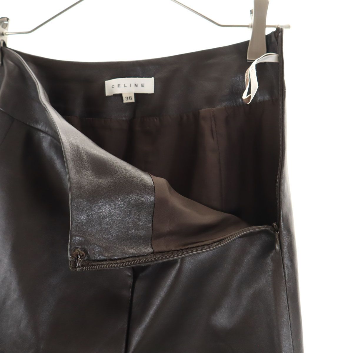 1332 セリーヌ　CELINE ミニスカート　ラムレザー　ビンテージ品　36 1332 セリーヌ CELINE ミニスカート ラムレザー ビンテージ品 36