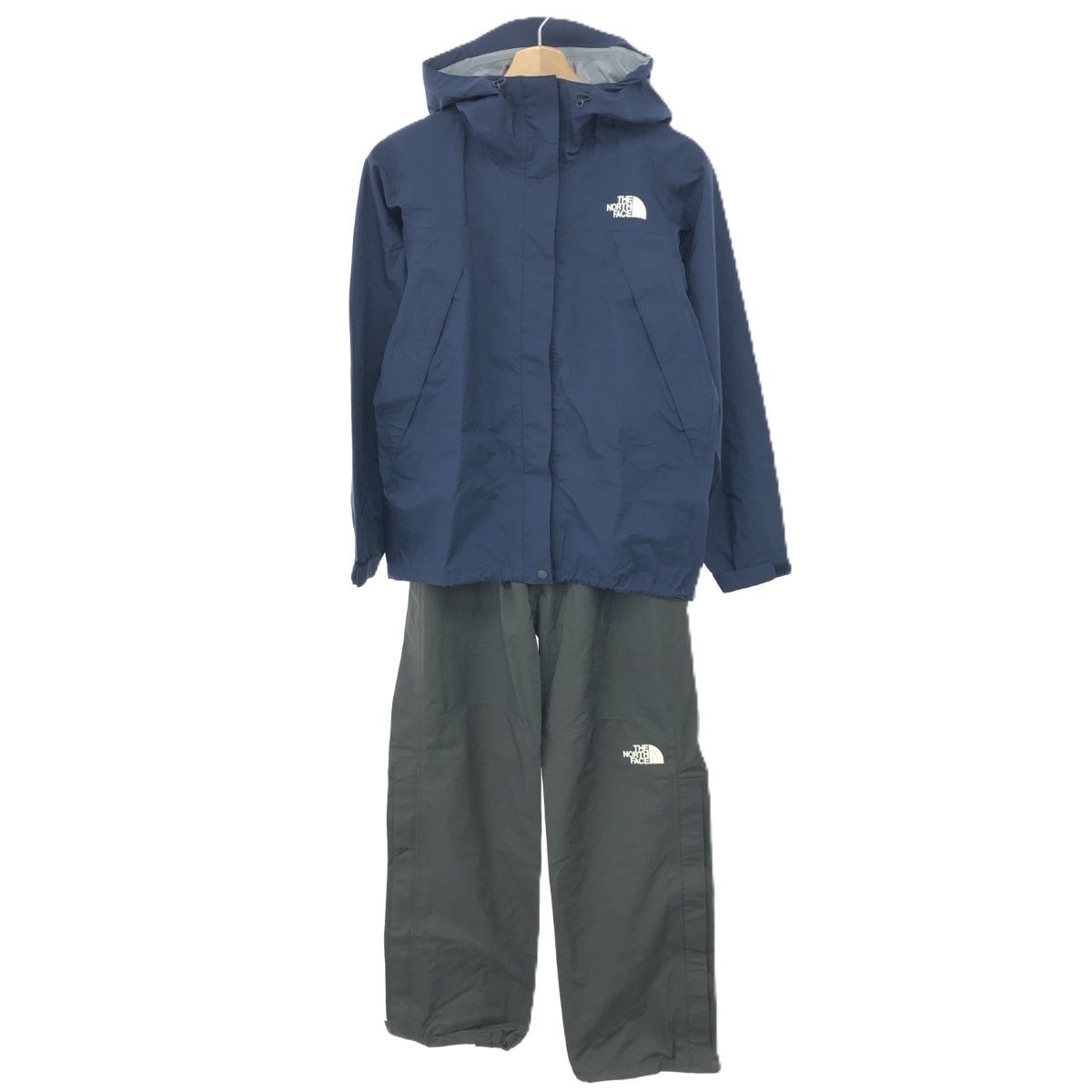 THE NORTH FACE ザノースフェイス レインテックス エアロ レインウェア セットアップ サイズ S ネイビー×グレー レディース 240001139139