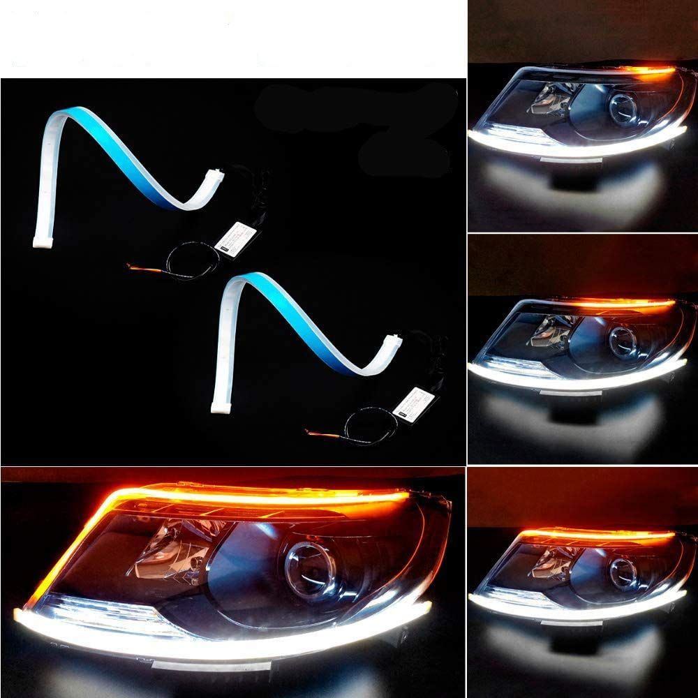 【人気商品】ロゴ投影 ドアウェルカムライトLEDゴーストシャドーライト取り付け簡単 薄型 (ledウインカー 2個セット 60cm) XXXX カーテシーランプ Hxqdt
