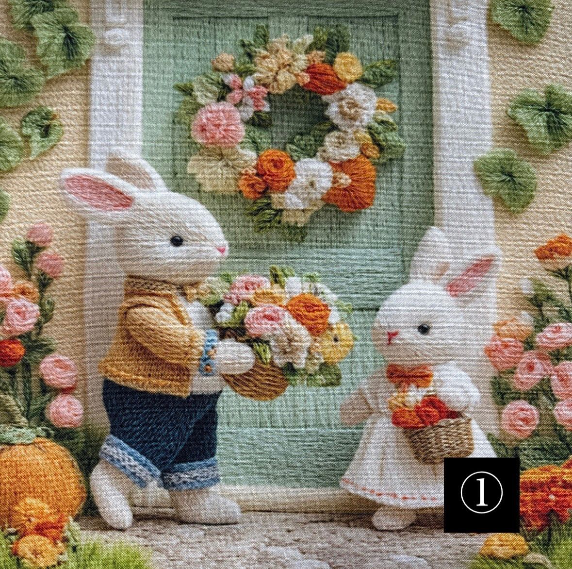 ハンドメイド パネル トートバッグ ポーチ ハンカチ うさぎ