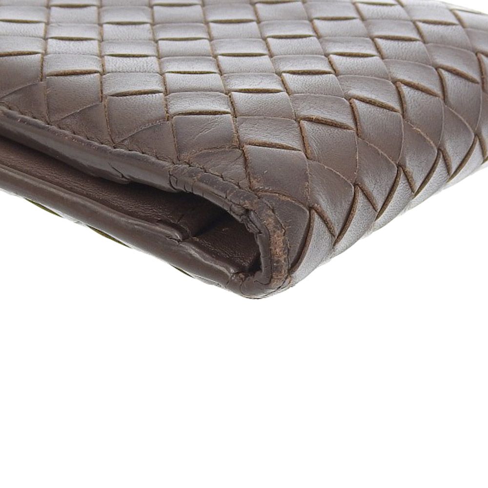 【本物保証】 ボッテガヴェネタ BOTTEGA VENETA イントレチャート 二つ折り 財布 レザー 茶 113112 本物保証】 ボッテガヴェネタ BOTTEGA VENETA イントレチャート 二