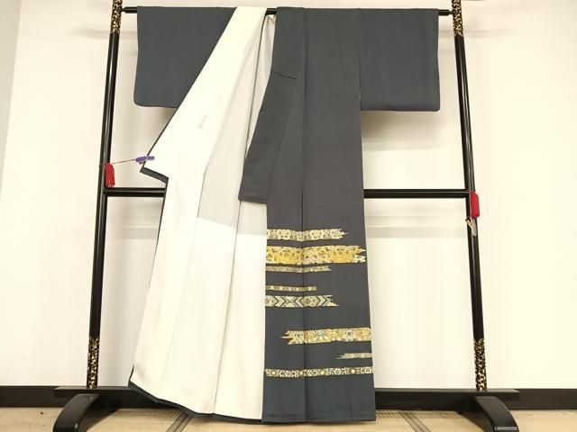平和屋着物●京友禅　タケハナ染匠　色留袖　刺繍　霞花文　金糸　金彩　正絹　逸品　AAAX0002np 平和屋着物○京友禅 タケハナ染匠 色留袖 刺繍 霞花文 金糸 金彩 正絹