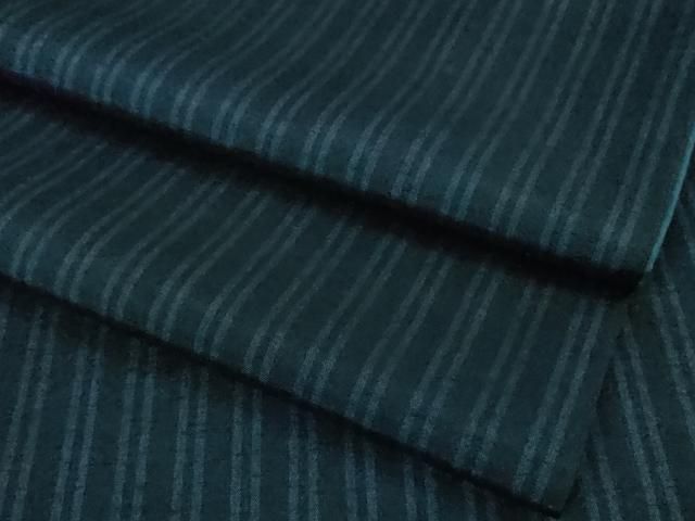 平和屋着物 上 紬 縞 黒×紺色 DZAB0139kh5