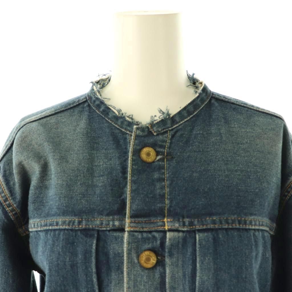 IENA ☆リメイクタックデニムジャケット ☆38☆美品 イエナ IENA リメイクタックデニムブルゾン ジャケット ノーカラー 38