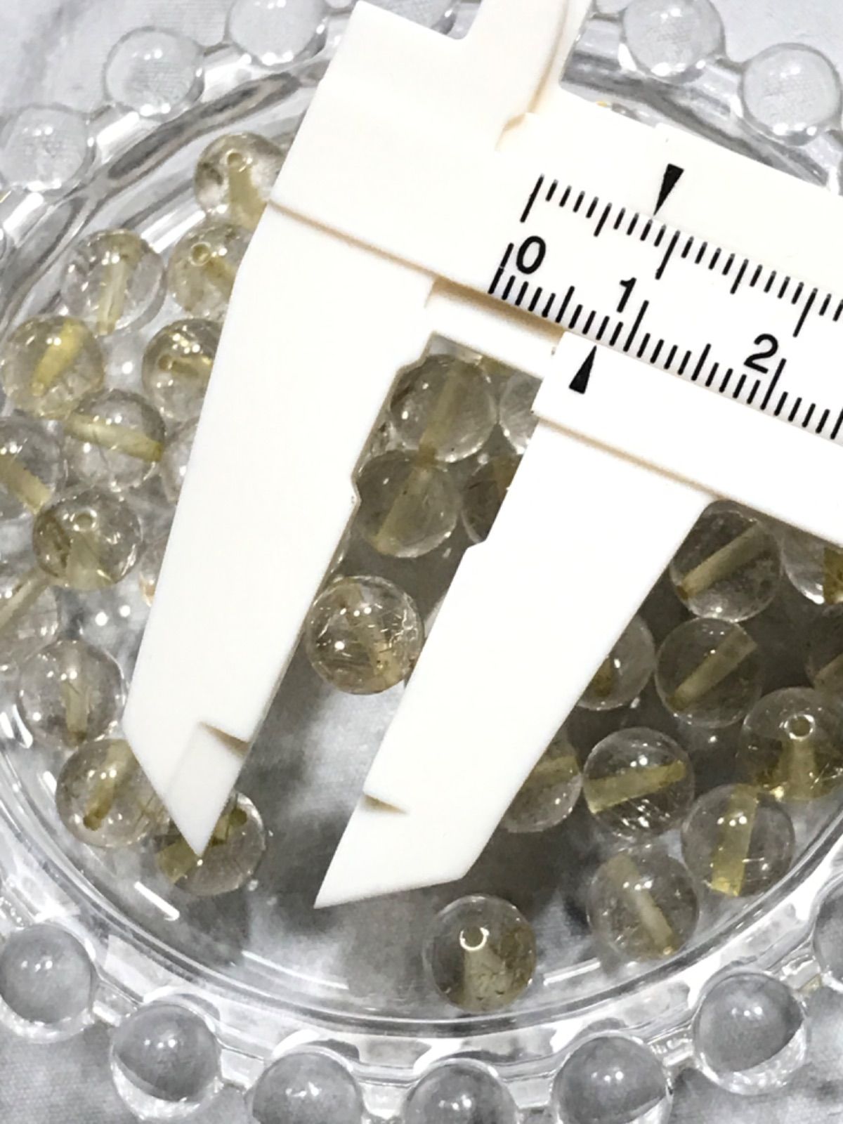 手芸素材・材料 ◇10mm玉【ルチルクォーツ/金針水晶】1mm穴パーツ20個