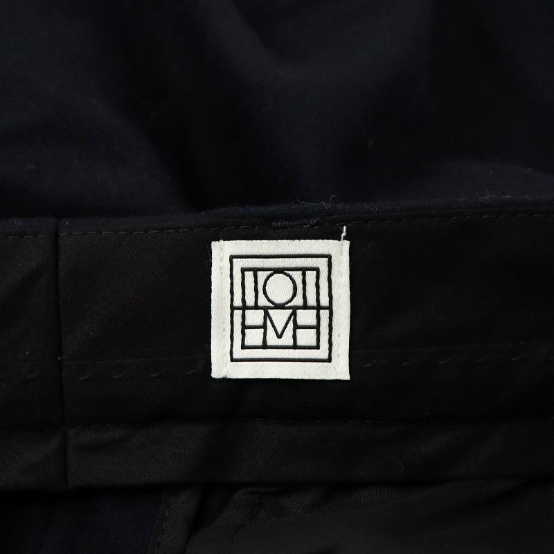 トーテム TOTEME 23AW ダブルプリーツ テーラードパンツ ウール 34 紺  