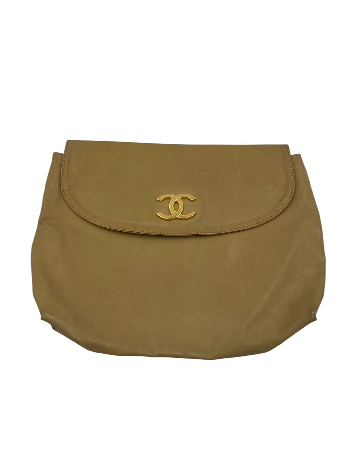 CHANEL シャネル ココマーク ラバーコーティング ベージュ ポーチ