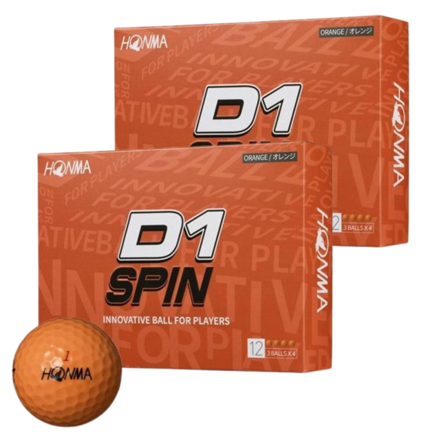 ２ダースセット ホンマゴルフ D1 SPIN スピン オレンジ BT2301 2025 2ダース 24球 オリジナルショップカード付き