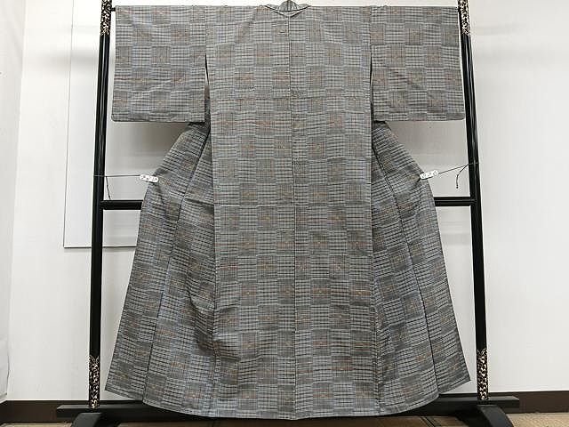 平和屋着物○上質な紬 変わり格子 やまと誂製 正絹 逸品 CAAW7434yc