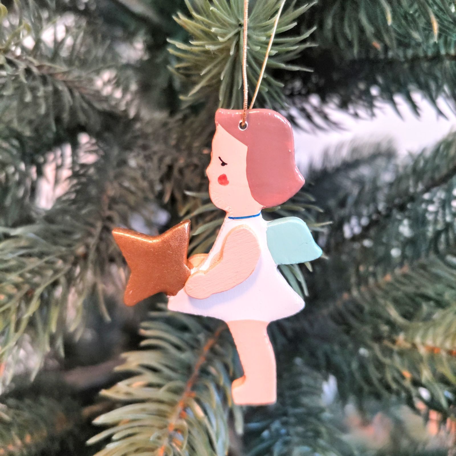 ドイツ工芸品 オーナメント 3人の天使 3つセット クリスマス飾り 木製