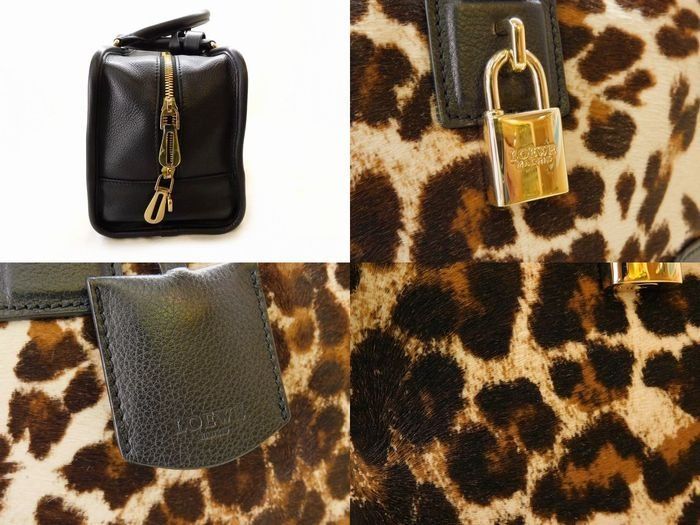 かなり美品 ロエベ LOEWE □ アマソナ 35 レオパード ハラコ×レザー 