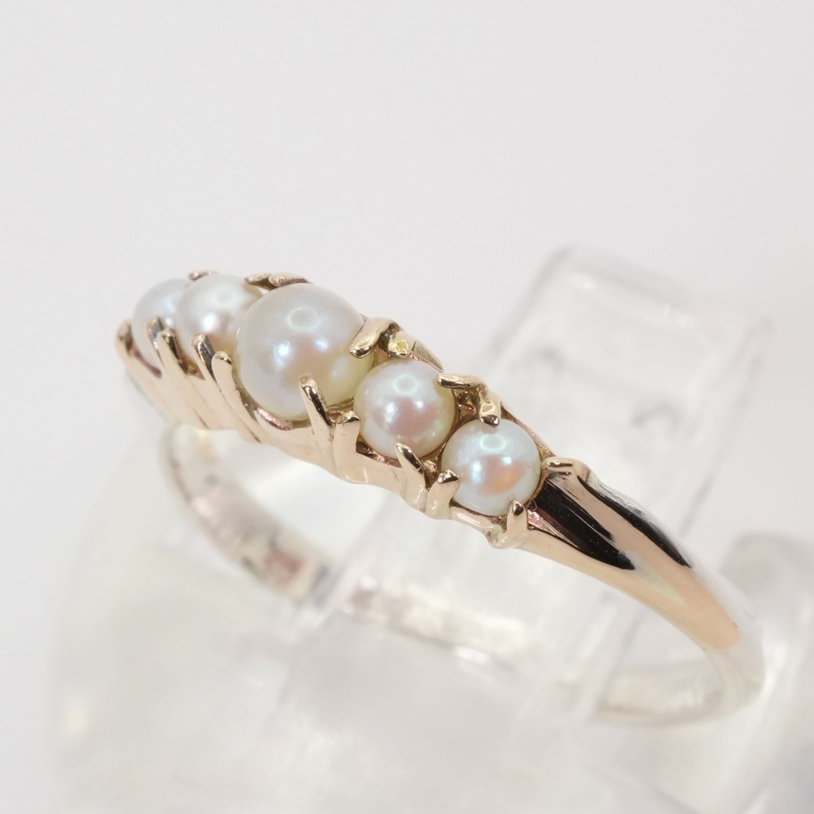 4℃ヨンドシーK10金シルバーコンビパール花リング