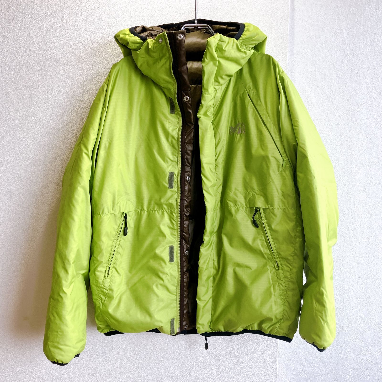 MILLET ミレー リバーシブルダウンジャケット ネイビー×イエロー サイズM 冬 防寒 アウター メンズ アウトドア キャンプ 登山【Y047】