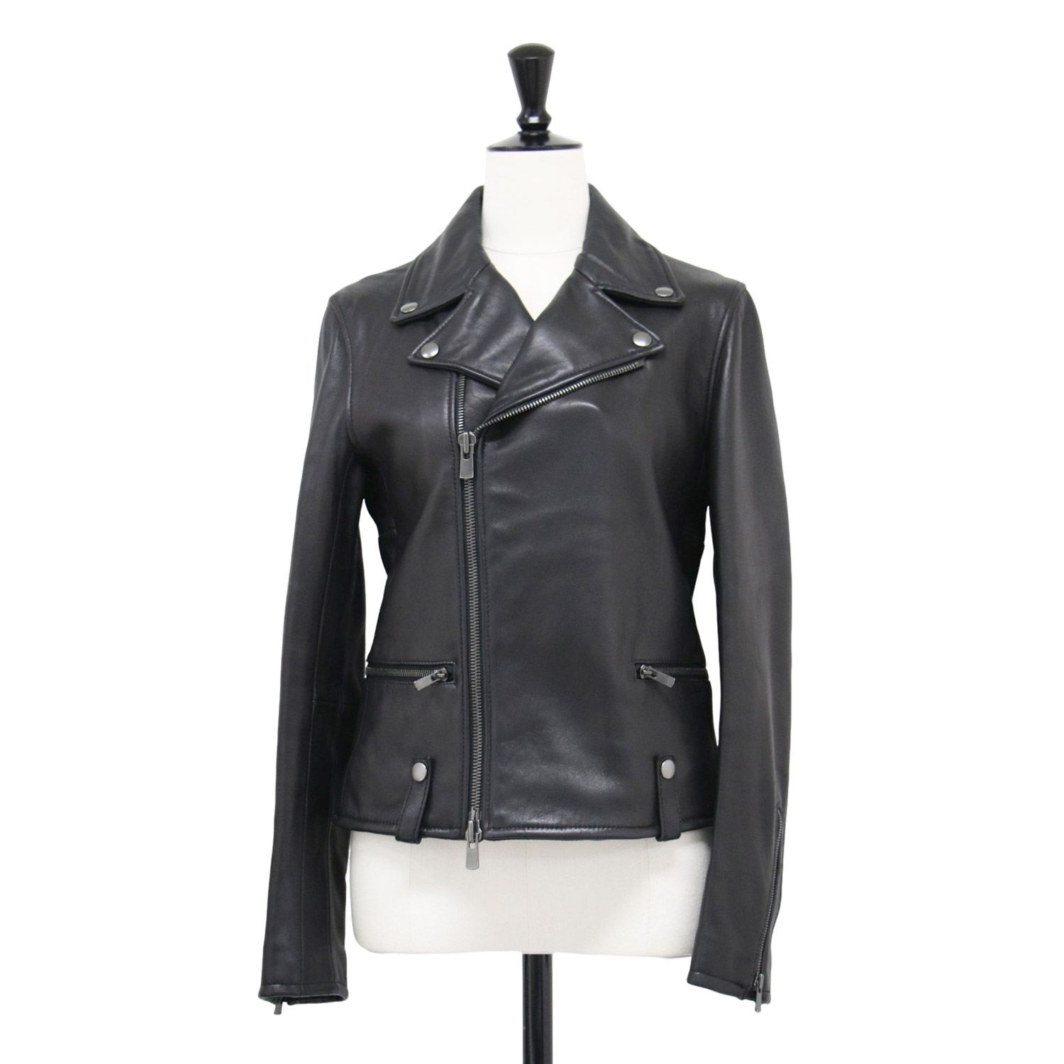 23区 グレーブラック ラムレザーライダースジャケット 38 23区