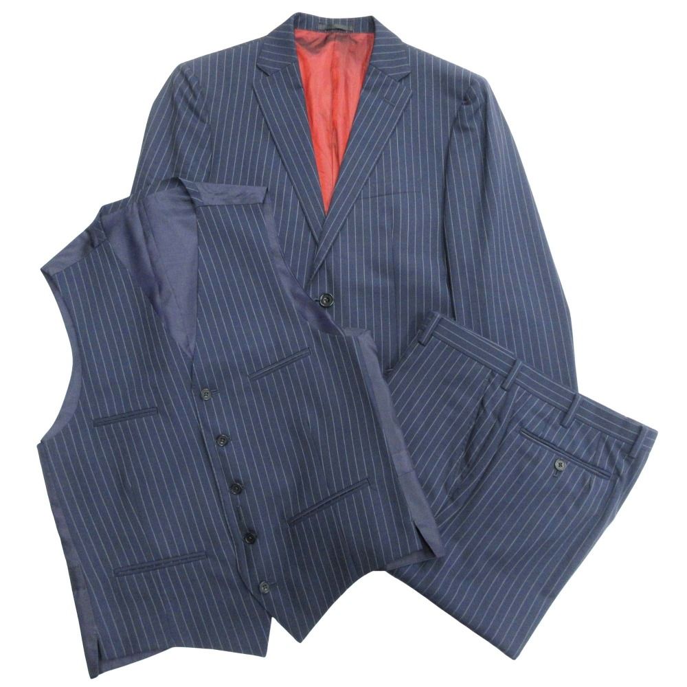 BURBERRY BLACK LABEL バーバリーブラックレーベル 3ピース スーツ セットアップ ストライプ ジャケット ベスト パンツ メンズ 古着