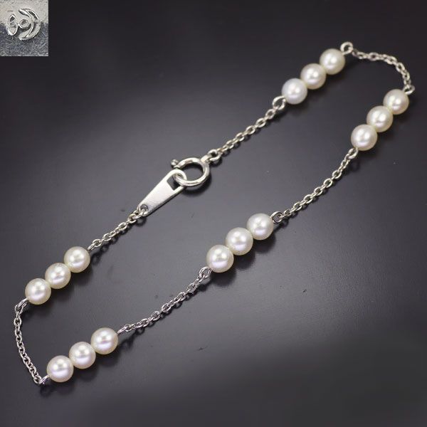 田崎真珠 K18WG アコヤ 真珠/パール ブレスレット 径約3.9-4.3mm