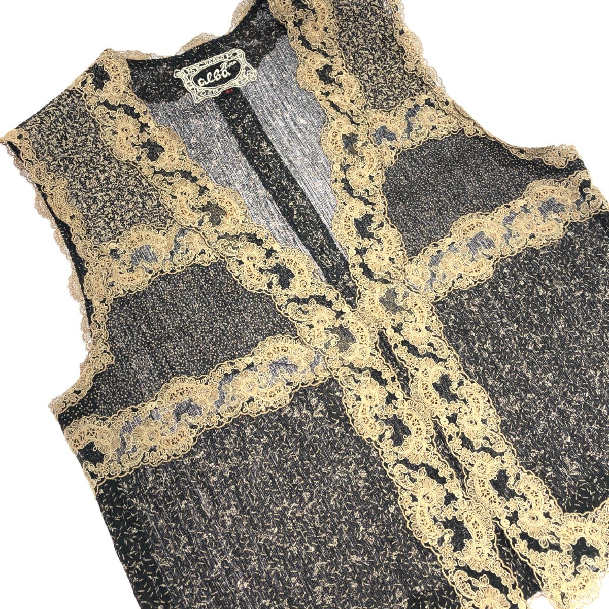 【美品】インポートロッサ　ROSSA 綺麗なレース　ベスト import Rossa インポートロッサ レースデザインベスト 大きいサイズ:44