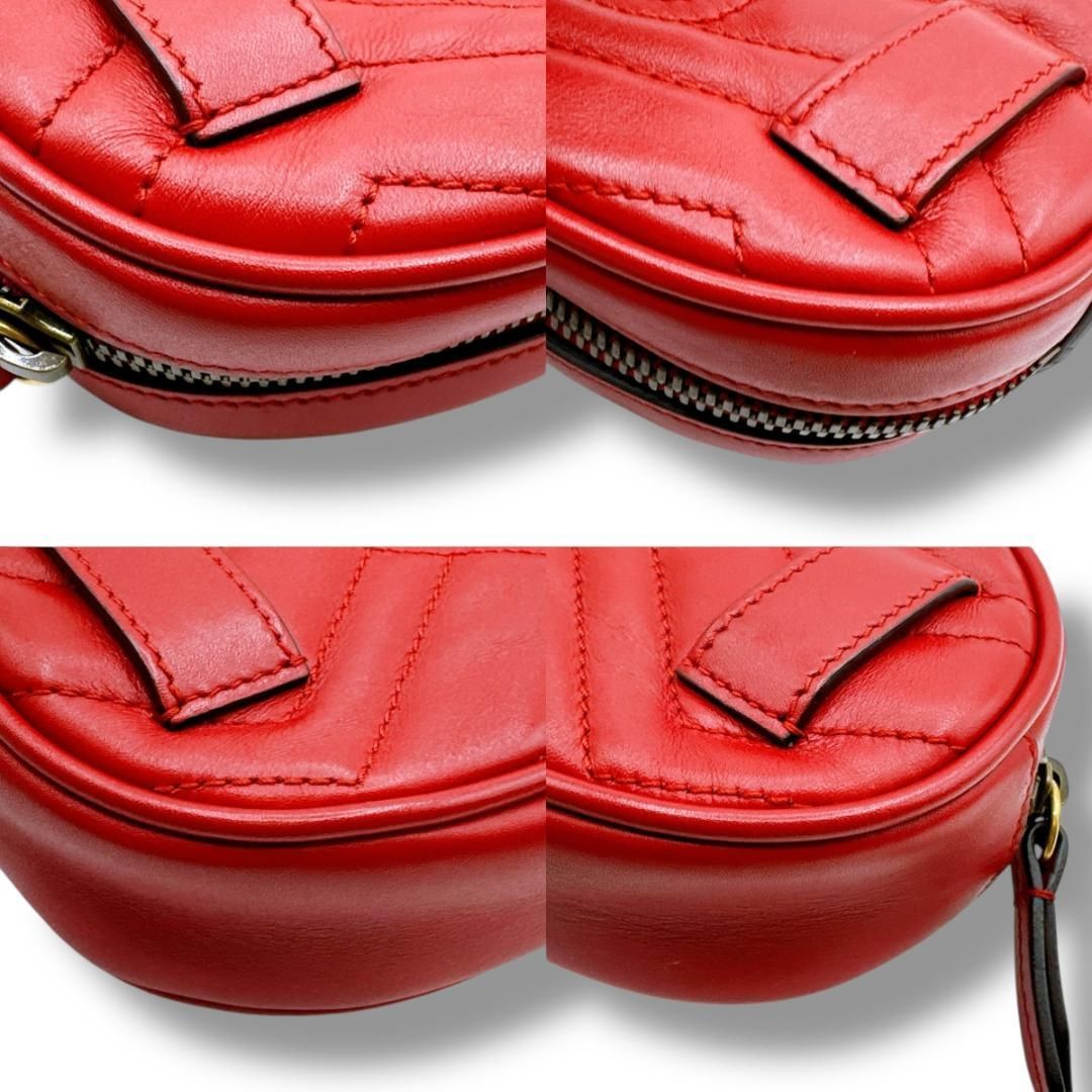 GUCCI グッチ GGマーモント ウエストバッグ レッド キルティング