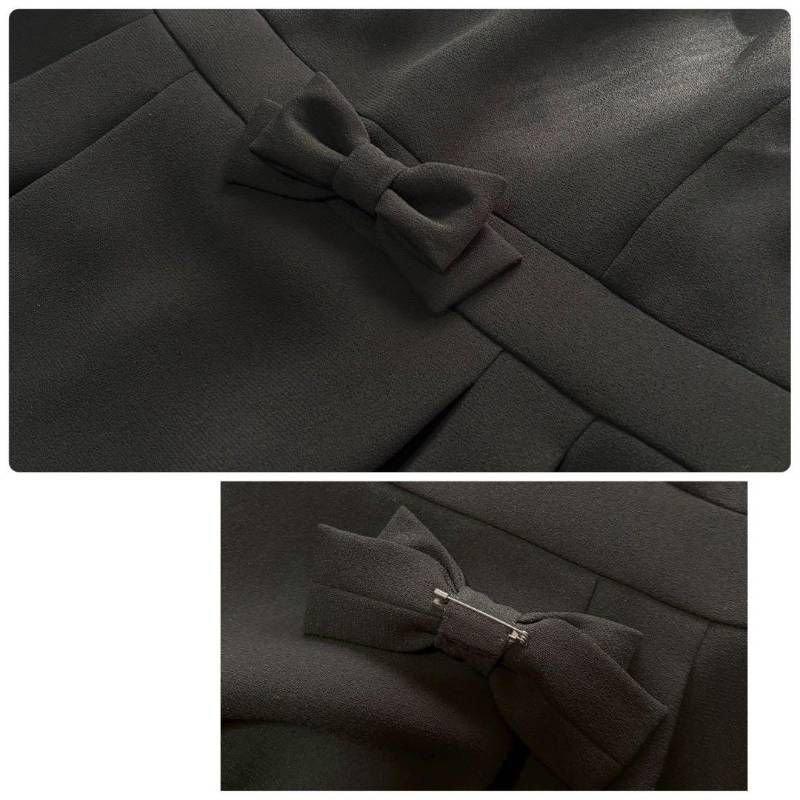 タグ付き ♥品 LILYBURN リリーバーン ブラックフォーマル ワンピース スーツ 9号 東京ソワール ノーカラー リボン付 冠婚葬祭 通年 WWW_MORNINGWALKER_COM