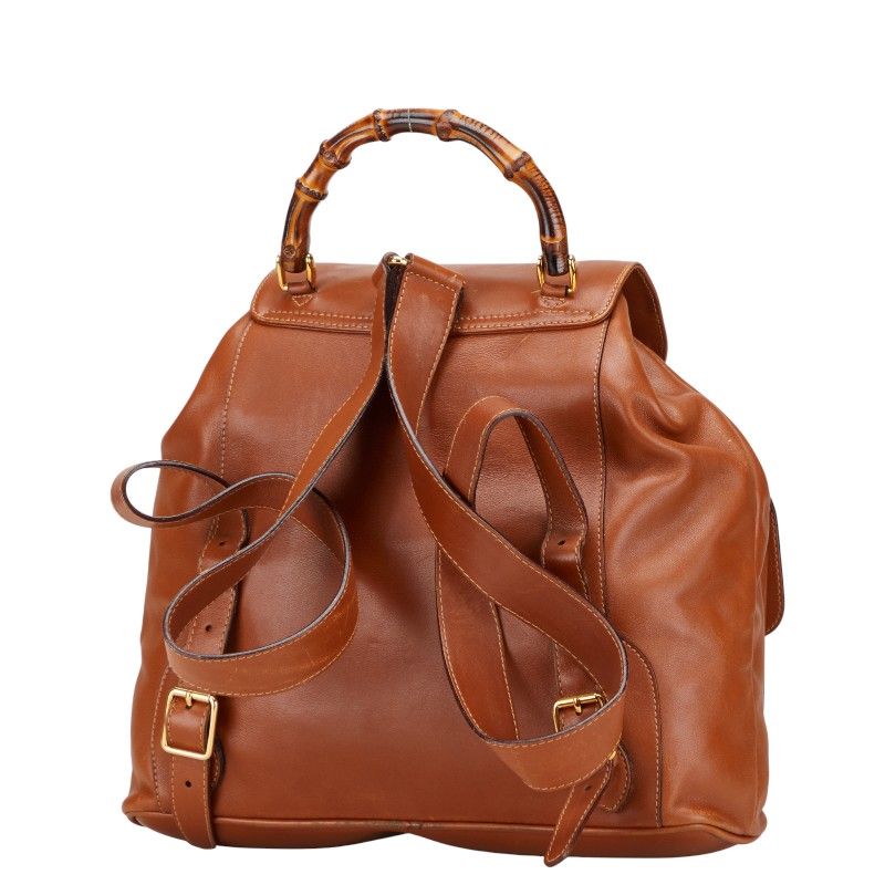 ブラウンレザーリュック バンブーハンドル付き GUCCIよりバンブーレザーミニリュック入荷。[2020.02.19発行
