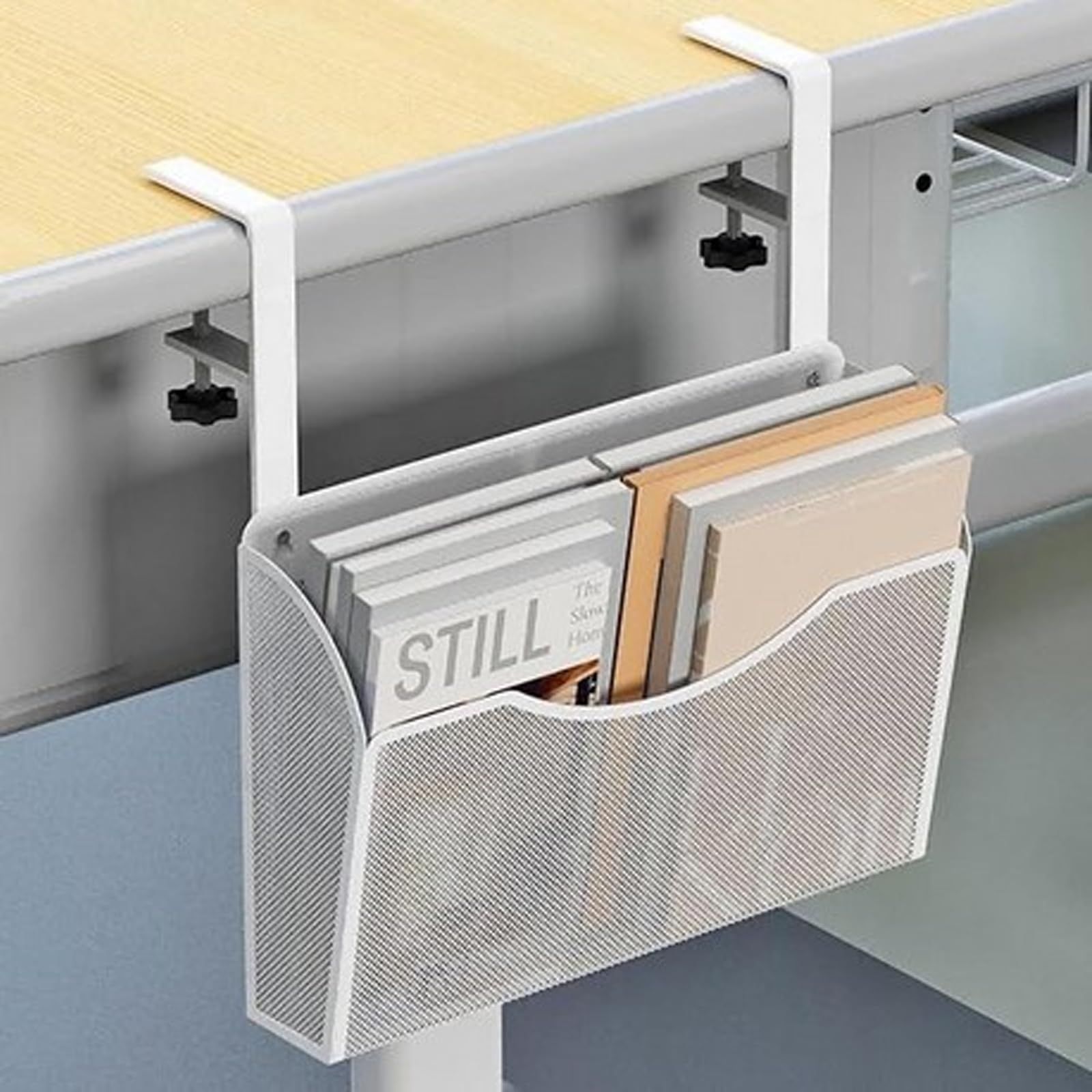 新品 Iptienda デスク サイド 収納 テーブル下収納 テーブル収納ラック 事務机 卓下収納ラック 整理便利 小物収納 穴あけ不要 取付簡単机の下収納 デスク下 収納 ラック (ホワイト)