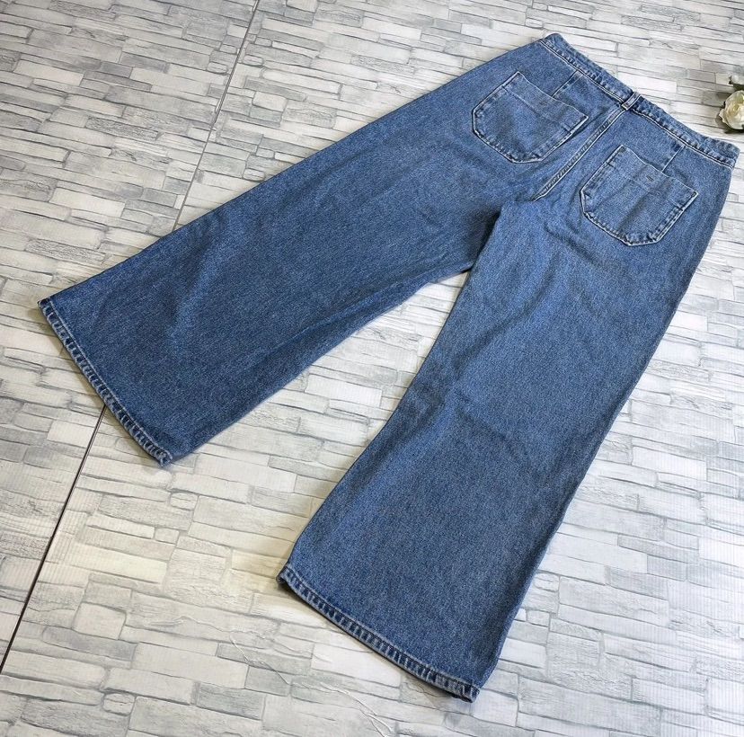 新品タグ付き★zaraザラ デニム ワイドパンツ ジーンズ40インチ 13号 ZARA ザラ デニムワイドパンツ レディース ボタン付き - メルカリ