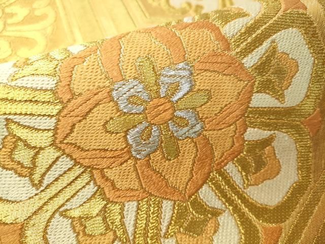 平和屋着物▽六通柄袋帯 亀甲花文 金銀糸 正絹 逸品 CAAW5842vp