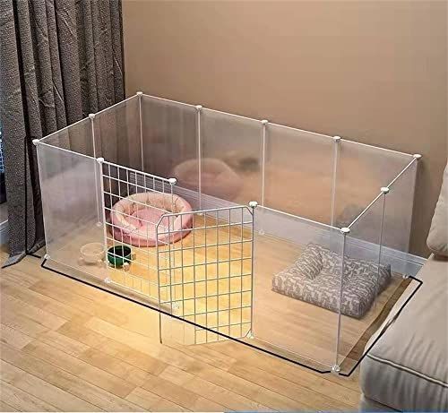 アクリロニトリルブタジエンスチレン (ABS) ペットフェンス ペットケージ 45×35cm ハリネズミ ハムスター うさぎ 小動物用柵 小型犬 猫 ベビーサークル 12枚セットドア付き透明パネル 自由 組