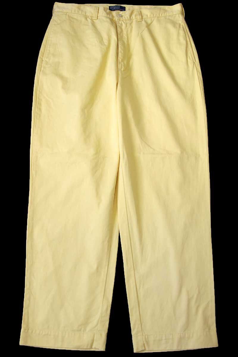 90s ポロ ラルフローレン PHILIP PANT コットン チノパン 薄黄 W36 L30 327 オールド ビンテージ クラシック スラックス トラウザーズ
