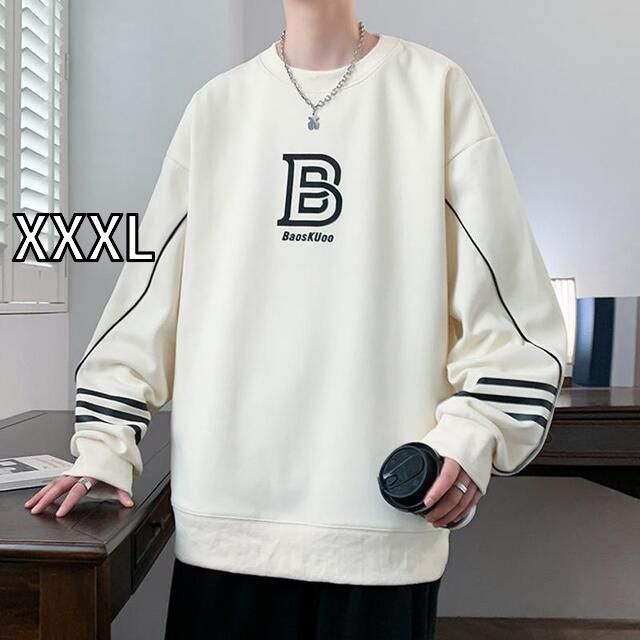 [XXXL]メンズ ファッション 服 男性用 オシャレ シンプル 大人 かっこいい 大きいサイズ ストリート 紳士服 レター プリントスウェット シャツ ラウンドネック 長袖 T シャツ 快 スポーツ トッ