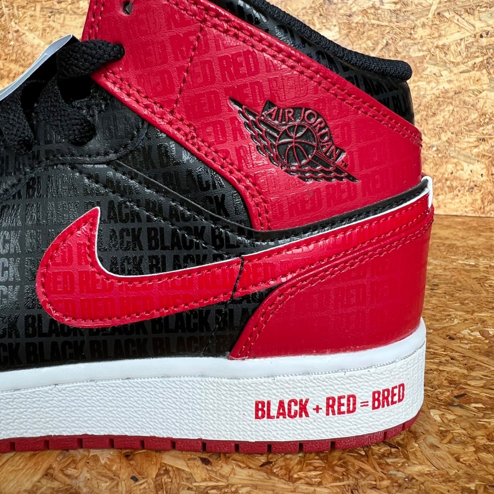 23.5cm NIKE AIR JORDAN 1 MID SS (GS) BRED TEXT black/gym red-white 