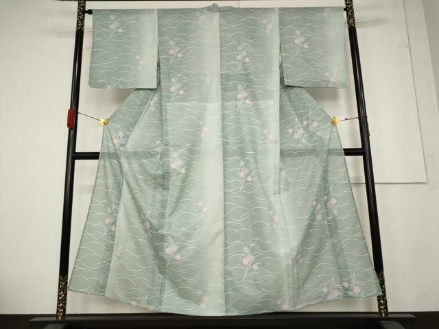 平和屋着物 夏物 小紋 絽 芝花文 暈し染め 洗える着物 AABB0633st