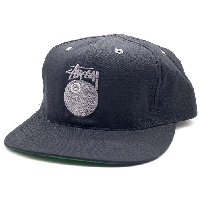90 s STUSSY ステューシー CAPZ 8ボール刺繡 6パネルキャップ スナップバック ブラック ホワイト 白タグ