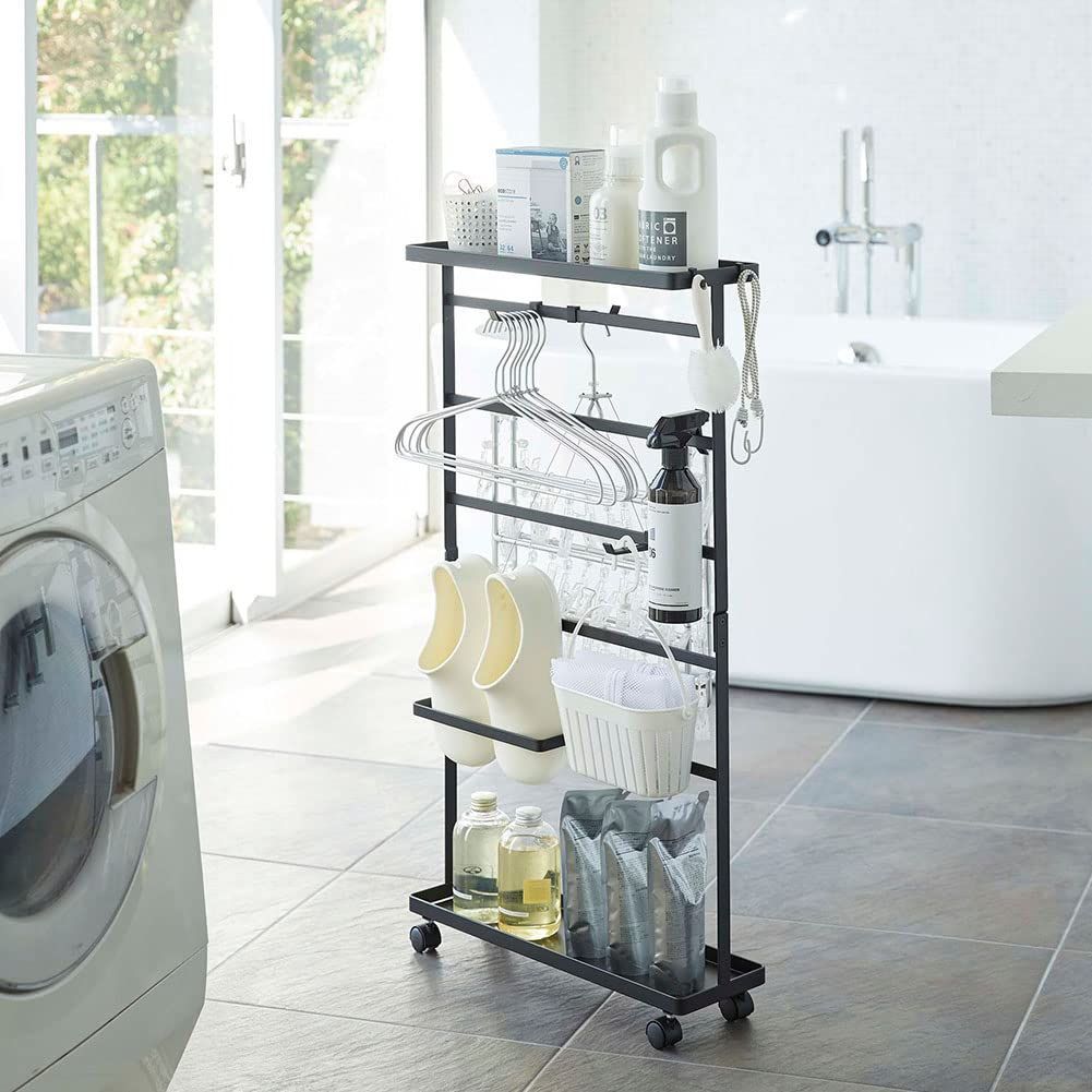 タワー 約W50XD15XH91 キャスター含む cm tower ブラック スリム 収納ワゴン ランドリー収納 洗濯用品 まとめて収納 山崎実業 Yamazaki 5656 NEXPOTALLINN_EU