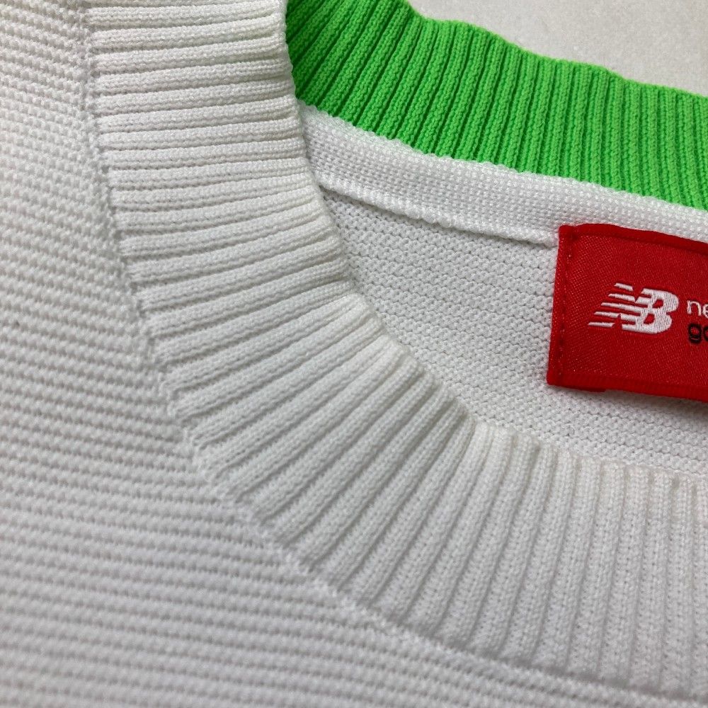 サイズ：6 NEW BALANCE GOLF ニューバランス  バイカラー 長袖ニットセーター  ホワイト系 [240101429970] ゴルフウェア メンズ ストスト サイズ：6 NEW BALANCE GOLF ニューバランス バイカラー 長袖