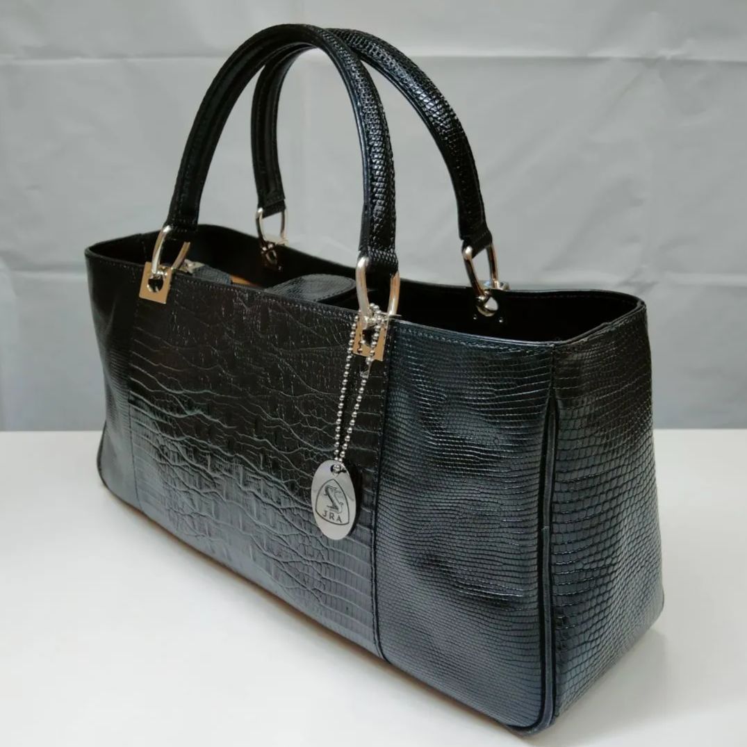 【美品】 クロコダイル レザー 本革 JRA認定タグ付き ハンドバッグ ベージュ 美品 JRA認定タグ付き 特注オーダーメイド】 クロコダイル 本革 JRA