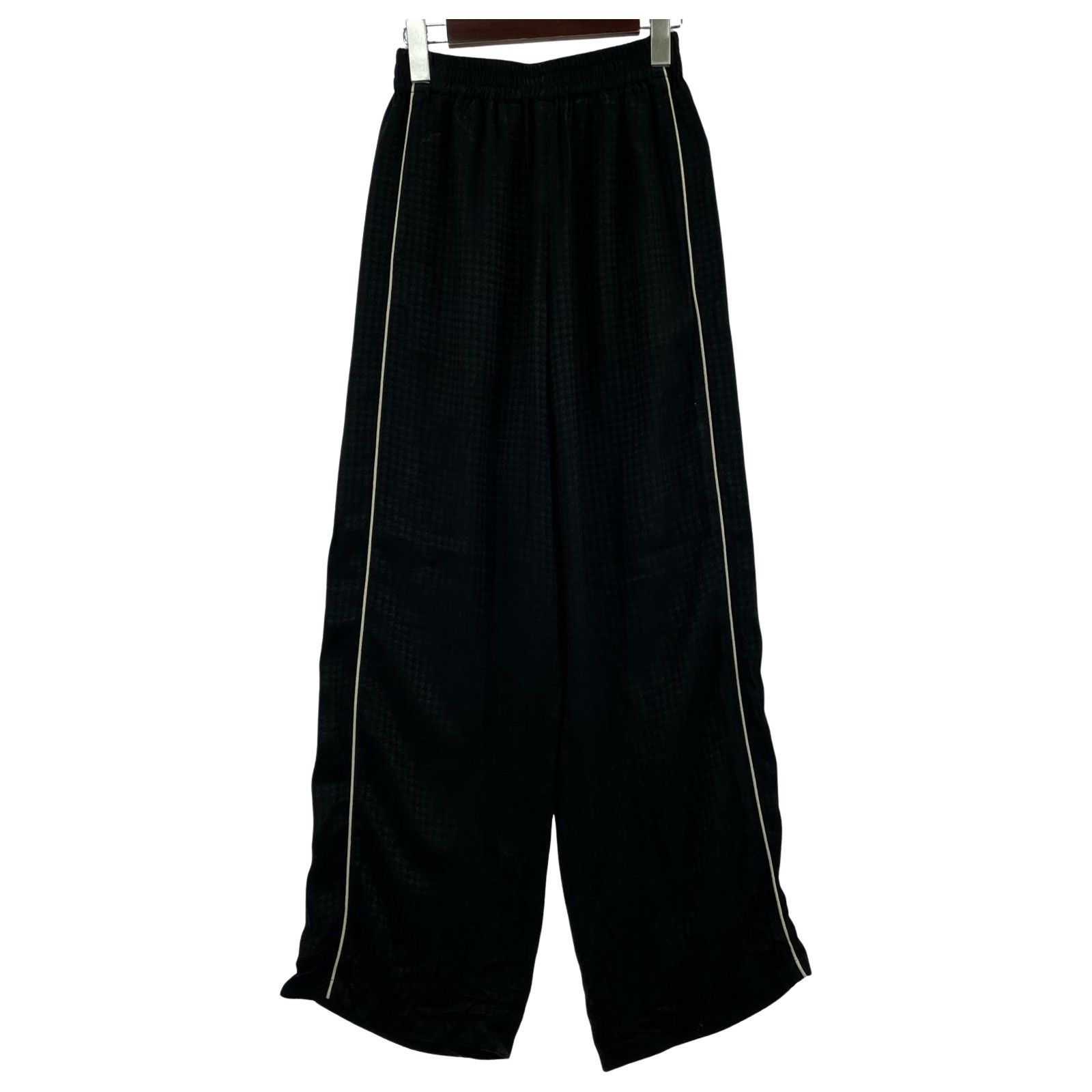20SS BALENCIAGA ナイロントラックパンツ XS 千鳥格子 ブラック