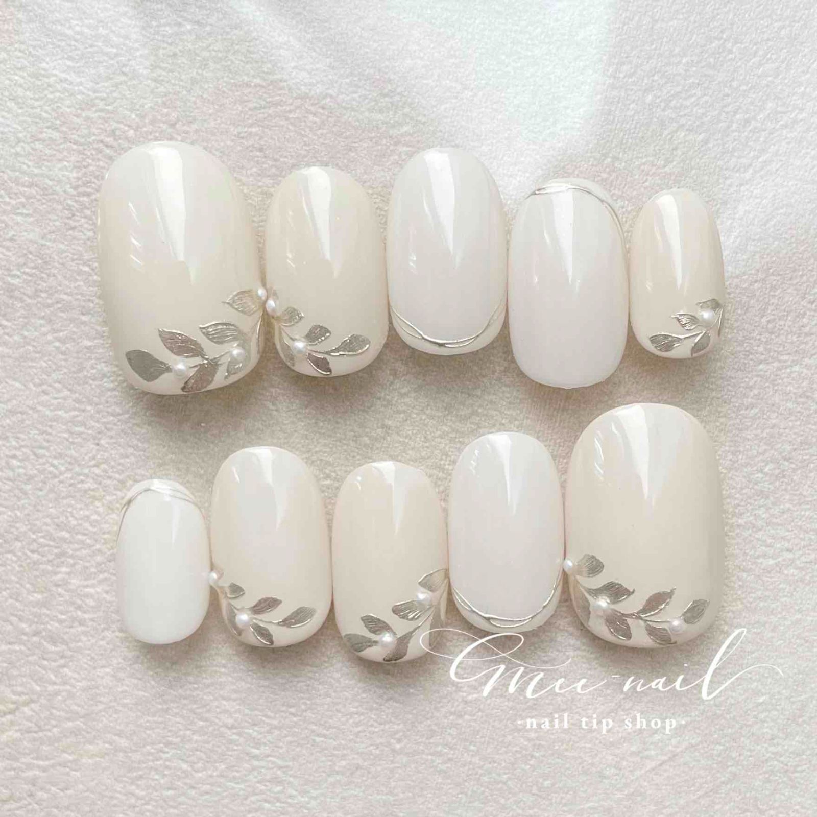 Leaf wedding nails ꧂ ネイルチップ 付け爪 ブライダル 成人式