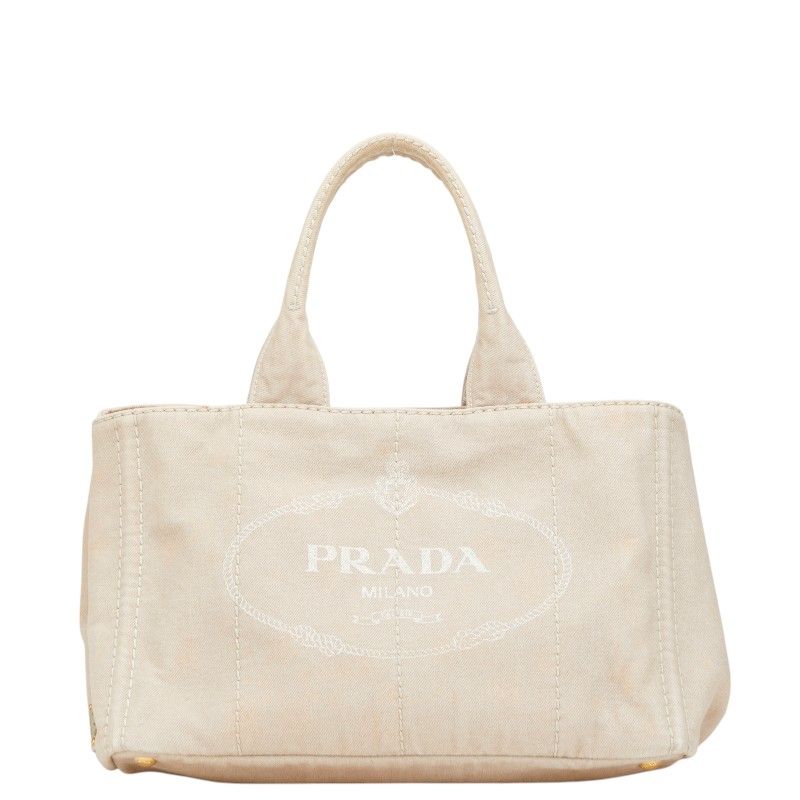 正規品 PRADA プラダ キャンバス ハンドバッグ 三角ロゴ ベージュ 鞄 プラダ 三角ロゴプレート カナパM ハンドバッグ トートバッグ