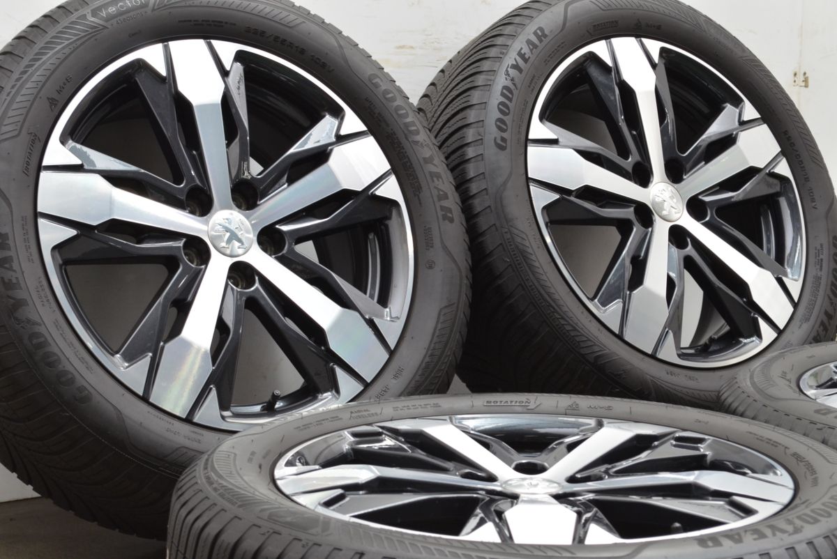 プジョー 3008 純正 18in 7.5J 49 PCD108 グッドイヤー ベクター４シーズンス 225 55R18 品番 9811635077 408 4008 5008 流用